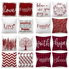 18x18" Red White Throw PILLOW COVER Double-Sided Decorative Soft Cushion Case