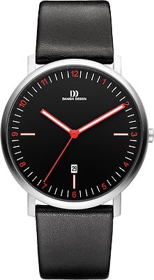 Danish Design IQ14Q1071 Stainless Steel Black Leather Quartz Men's Watch