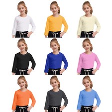Unisex Kids Pullover Girls T-shirt Long Sleeve Sweatshirt Gym Round Neck Shirts