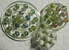 Vintage Lot of Glass Marbles Confetti Speckled Divot 35 Total, 1 Large Shooter