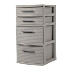 4 Drawer Weave Tower: Plastic Storage Organizer, Universal Storage