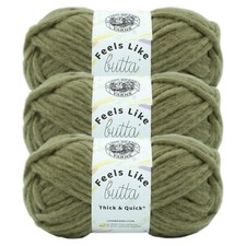 3 Pack Lion Brand Yarn 155-172T Feels Like Butta Thick  Quick Yarn, Olive