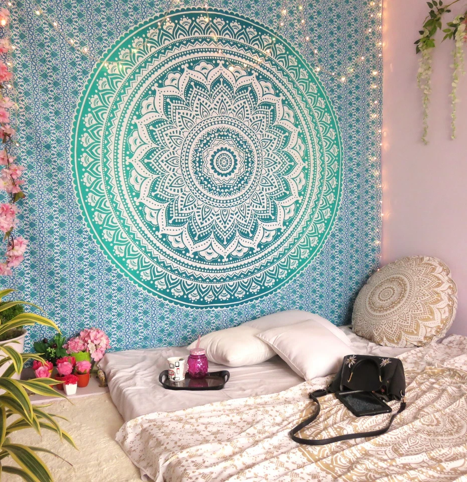 Mandala Tapiz Indio Colgante de Pared Decoración Bohemia Hippie Reina Doble Póster Nuevo Foto 2 de 4