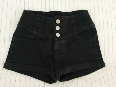 Pantaloncini shorts cotone nero vita alta ragazza donna Terranova