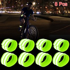 8pcs Reflective Bands for Wrist Ankle High Visibility Night Cycling Tape Green