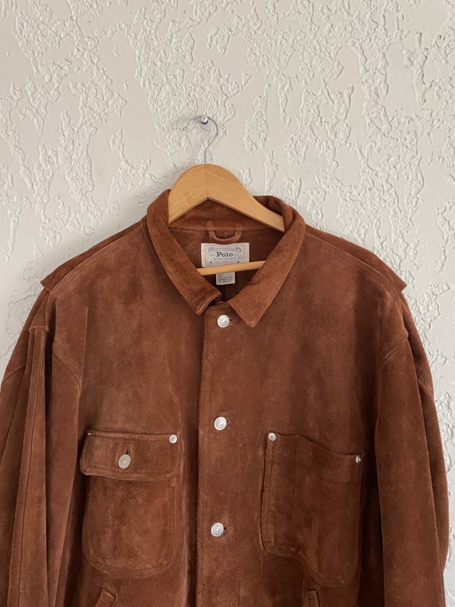 新品，人気SALE 【幻の傑作品】 Polo Ralph Lauren Western Roughout Shirt Jacket 【M】 ウエスタン ラフアウト シャツ ジャケット 牛革 レザー RRL 肉厚