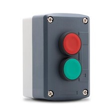 IP65 2-way Red and Green Push Button Industrial Start/Stop Switch, Grey