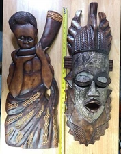 African Tribal Mask, Hand Carved Solid Wood Primative Art