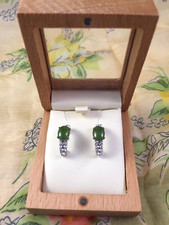 Canadian Jade Half Hoop Earrings with wooden presentation box