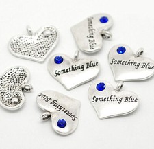 2 dijes Something Blue plata antigua con diamantes de imitación azules brillantes - SC2193
