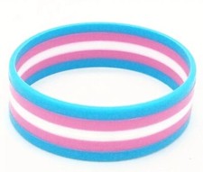 Silicone Stretchy Trans Transgender Pride Flag Colors Wristband Bracelet