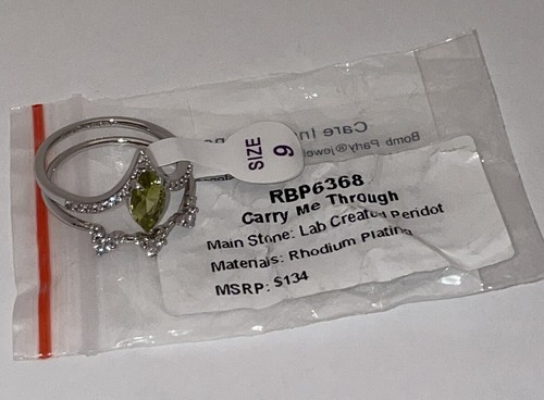Bomb Party RBP6368 Carry Me Through, Peridot On Rhodium Size 9 New W/ Tag - Picture 2 of 8