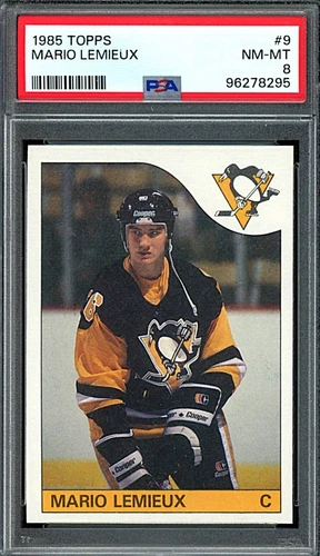 1985 Topps #1 Mario Lemieux Rookie PSA 8