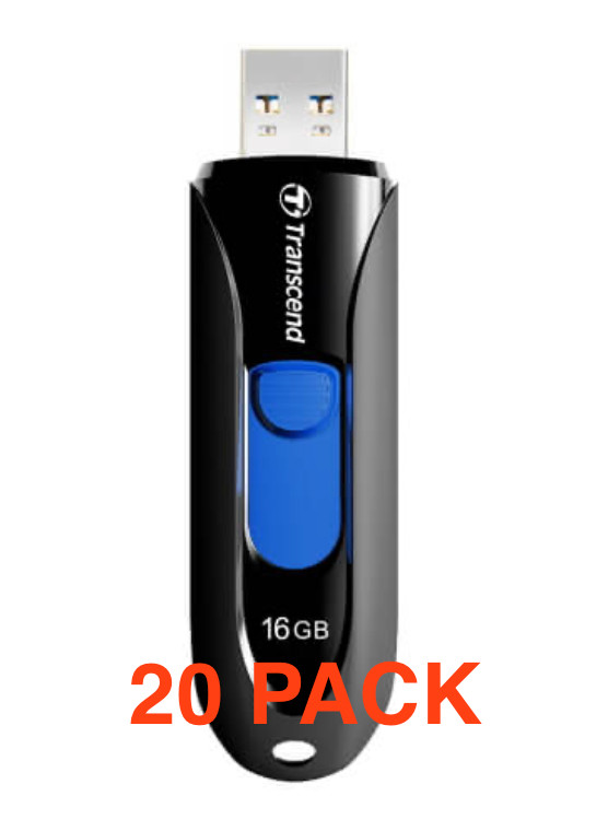 LOT of 20 Transcend 16 GB JetFlash 3.1 USB Memory Flash Thumb Storage Drive.