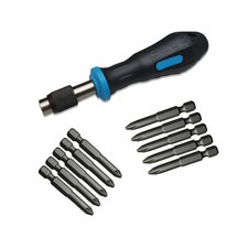 cobit Bit-Schraubendreher 1/4" + 10 Bits Kreuzschlitz PH 2 + PZ 2 (50 mm lang)