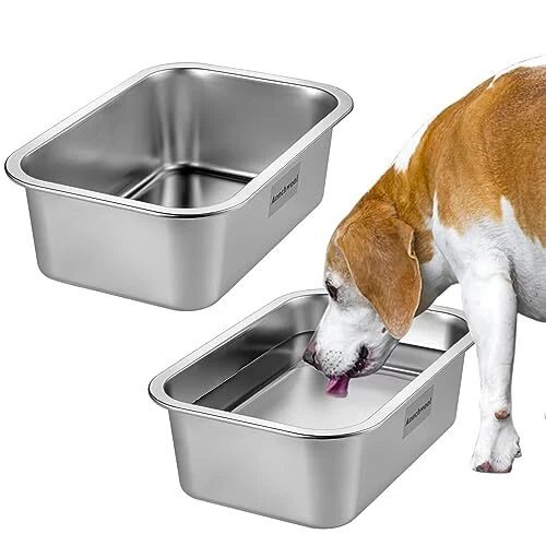 2Pcs 1.2 Gallon Large Dog Water Bowl Stainless Steel Feeding Bowl