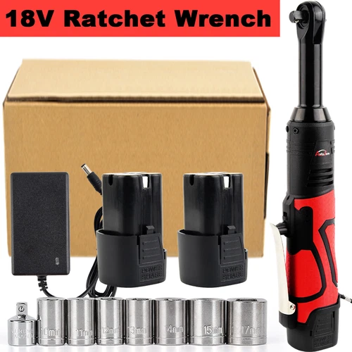 18V Extended Cordless Ratchet Wrench 3/8 Electric Wrenches Set 60 ft-lbs 90 Nm