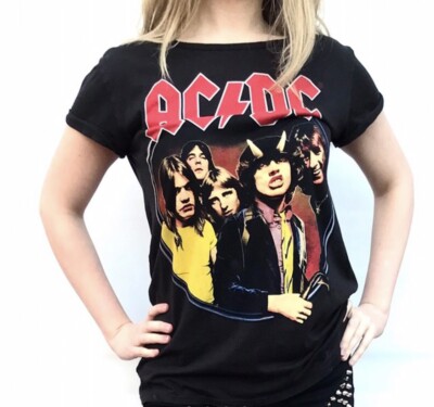 AC/DC Highway To Hell Black Classic Rock Band Tee T-shirt Top Angus Young US S