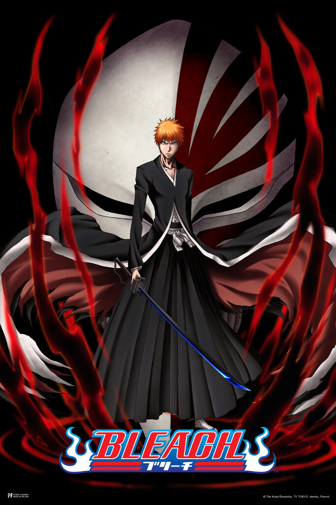 Bleach Anime Ichigo Kurosaki Soul Reaper Swords Art Print Poster