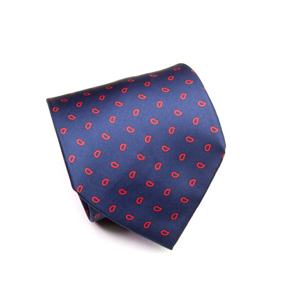 ROXY Ties Krawatte Blau Navy RotMikro Paisley Muster Allover 100% Seide TOP