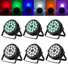 6pcs Aluminum LED Flat Par 18x18W RGBWAUV 6in1 Color Mixing Light Stage Light