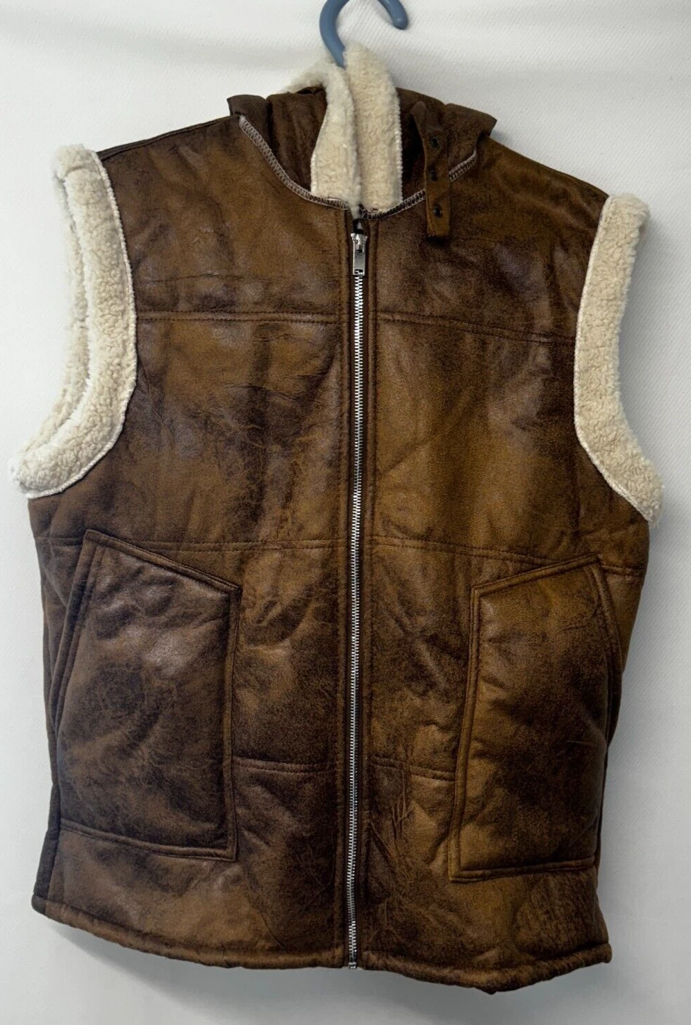 Insulated Brown Vest Large with Hood New Without Tags