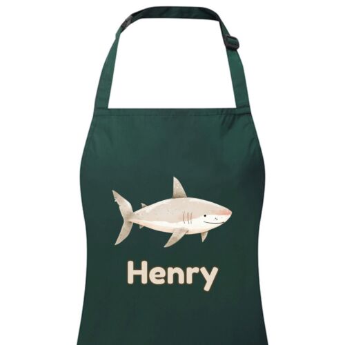 Delantal personalizado impermeable para niños tiburón cualquier nombre. Cocina artesanal para hornear. Niño niña - Imagen 11 de 11