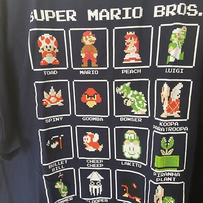 Super Mario XXL Dark Gray SNES Nintendo Princess Bowser 80s New Video Game
