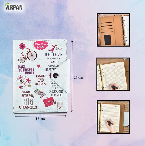 Arpan A5 Diary Organiser Undated for 5 Year Daily Planner Journal Book - Picture 8 of 14