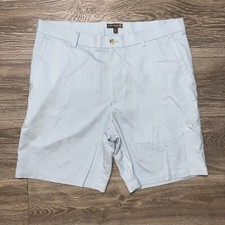 Peter Millar Crown Blue Stripe Golf Moisture Wicking Flat Front Shorts Mens 36
