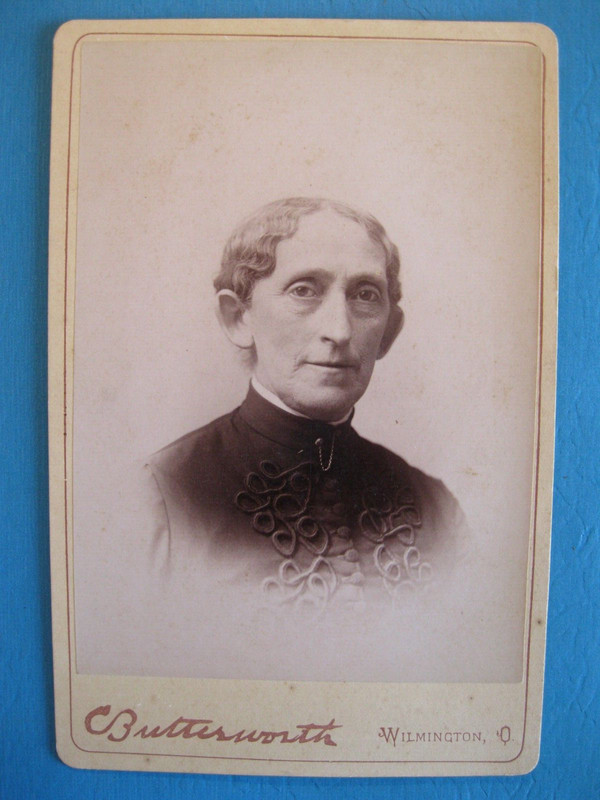 Antique Cabinet Card Photo Victorian Woman by Butterworth from Wilmington, Ohio.
