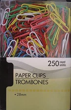 Regular Paper Clips Multi-Color Metal Vinyl Coated 1 inch/28 mm 250/pack