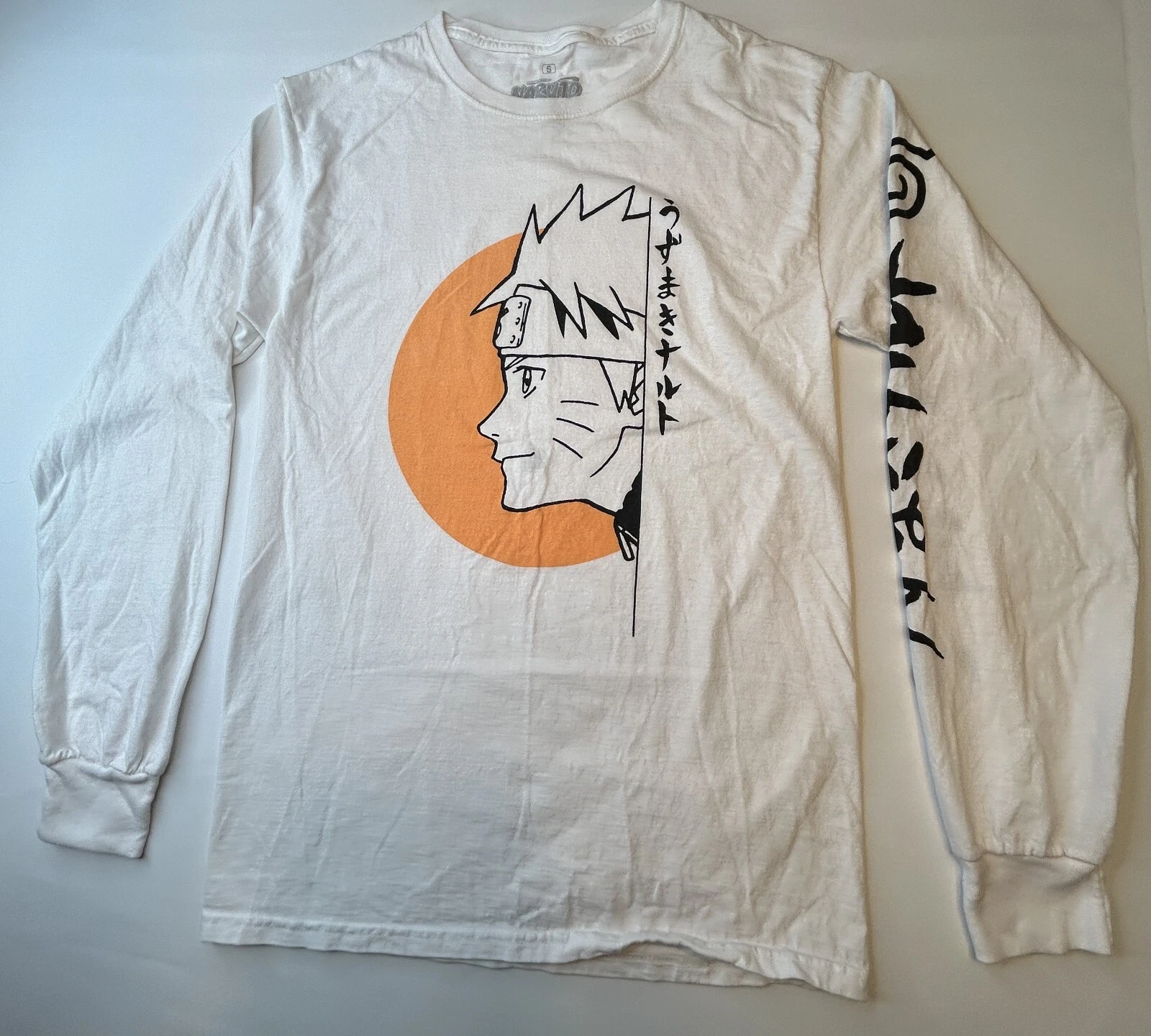 Naruto Shippuden Long Sleeve Shirt Small White Unisex Anime Print