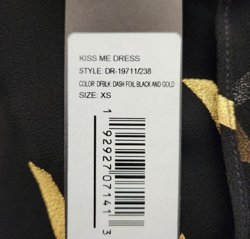 Revolve Yumi Kim Kiss Me Part Dress Dash Foil Black Gold New Sleeveless Mini XS - Picture 7 of 12