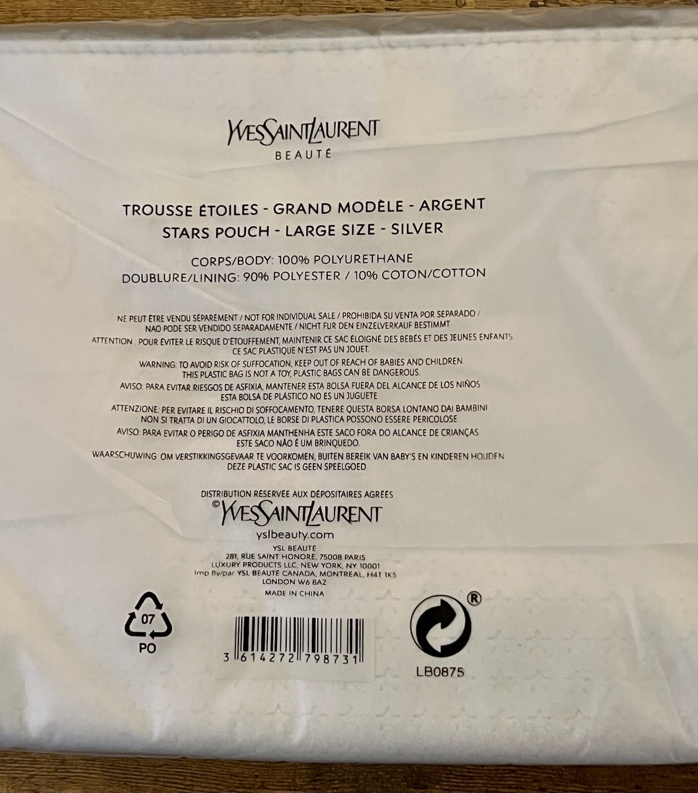 NUOVISSIMA BORSA TRUCCO COSMETICA YVES SAINT LAURENT BEAUTE SILVER STARS SIGILLATA!!