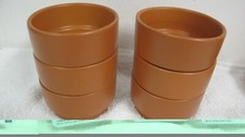 Vintage  STONEWARE TERRACOTTA BROWN 4" FRUIT DESSERT BOWLS (6)