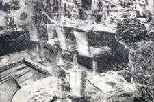 Original Charcoal Illustration by Saul, Bernard 1985 Art Reading in a Diner