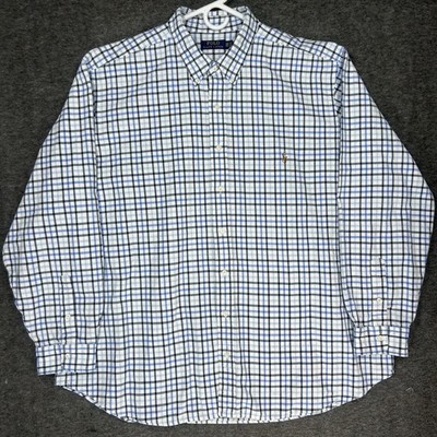 Polo Ralph Lauren Shirt Mens 3XB white blue black plaid Oxford preppy