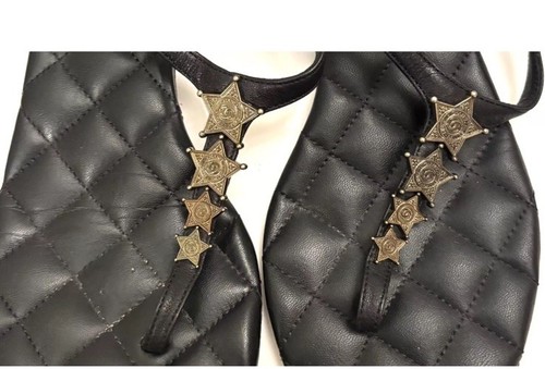 Chanel Interlocking CC Logo Leather T-Strap Sandals / Size : 6.5 / 36.5 Authent - Picture 2 of 8