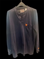 Wrangler Riggs Workwear Long Sleeve Shirt 100 Cotton Dark Blue Size M-Reg