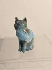 Vintage Mosser Glass Smokey Blue Slag Cat