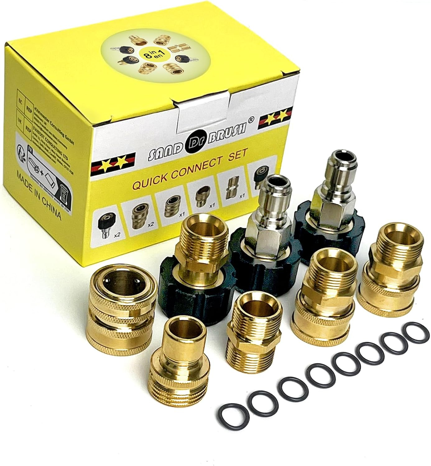 Set Adattatore Idropulitrice 8 Pezzi | Raccordi Tubi M22 e 3/4