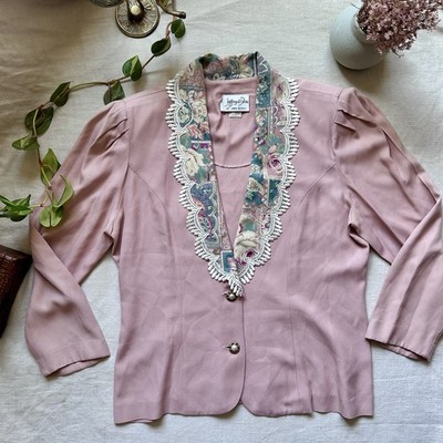 Vintage Jeffrey & Dara by Linda Hutley Women's M Pink Blazer 