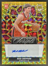 2024-25 Panini Mosaic Reed Sheppard Rookie Scripts Gold RC Auto #/10 Rockets
