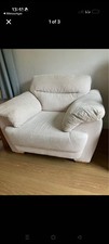 Soft Cream Ridged Fabric Arm Chair Single Sofa Chair
