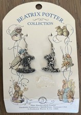 VINTAGE 1996 DANFORTH SOLID PEWTER BEATRIX POTTER "JEREMY FISHER" EARRINGS NWT