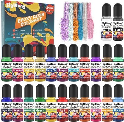 Epoxy Resin Pigment - 24 Colors Liquid Translucent Dye, Highly Concentrated for
