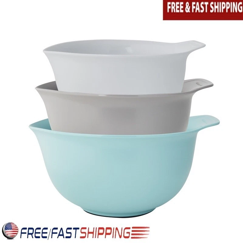 Non-Slip Mixing Bowls Set W/ Easy-Pour Spouts Dishwasher Safe Kitchen Essential