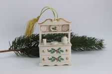 Lenox Holiday Hutch Ornament Porcelain Miniature Sideboard Gold Trim Vintage Chr