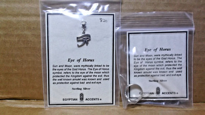 2 Egyptian Accents Sterling Silver Eye of Horus Pendant/Ring size 5 Fine Jewelry